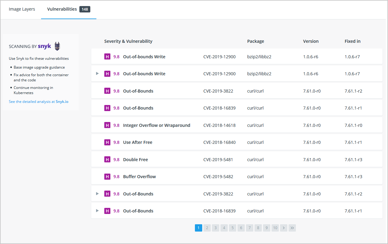 Hub vulnerability scanning